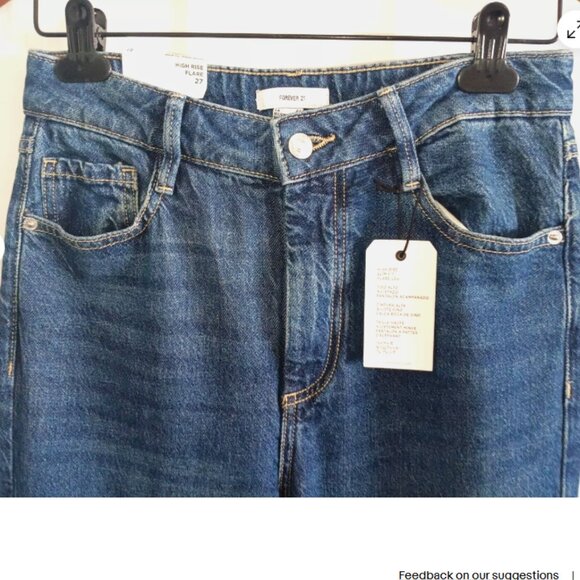 WT Forever 21 High Rise Flare Jeans Size 27 Medium Wash - Picture 5 of 6